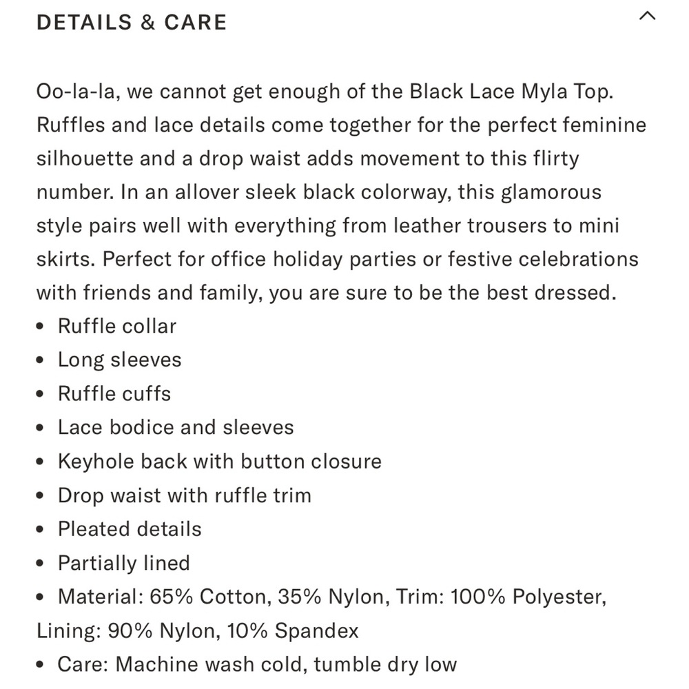 NWOT Tuckernuck Black Lace Myla Top - Picture 7 of 8